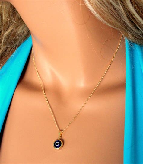 Blue Evil Eye Necklace 14kt Gold Filled Women Protection Etsy