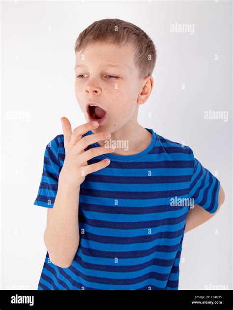Cute Young Tired Boy Yawning Stock Photo 164213761 Alamy