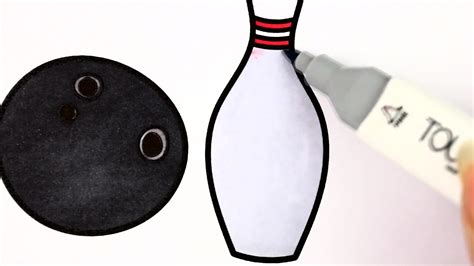 Bowling Ball And Pins Easy Drawing Tutorial Coloring Book For Kids