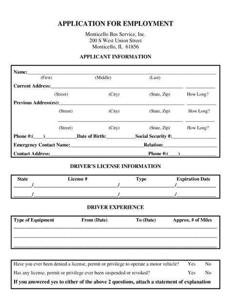 Truck Driver Employment Application Template Word Fill Out And Sign
