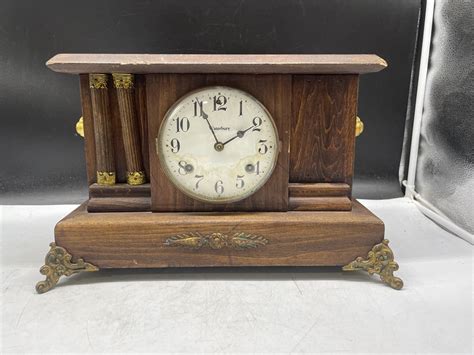 Urban Auctions Antique Waterbury Mantle Clock 15 X16 X10