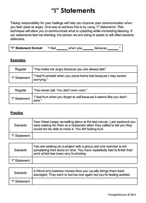 Ifs Therapy Worksheets
