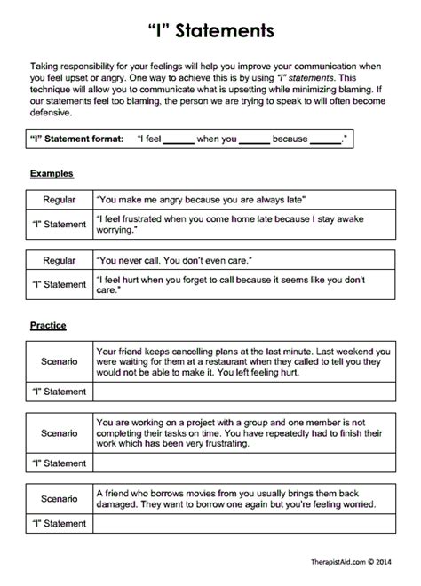 Printable Couples Communication Worksheets