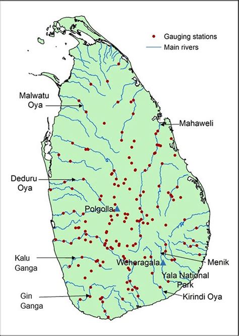 Sri Lanka River Map River Map Sri Lanka Southern Asia Asia