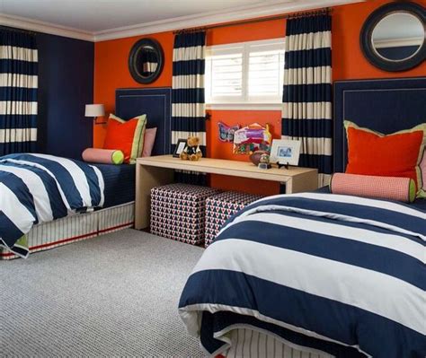 From whimsical sheers to blackout curtains, sweeten their living space with kids' curtains, available at macy's. Boys bedroom #twinbeds #orange&blue | Bedroom orange