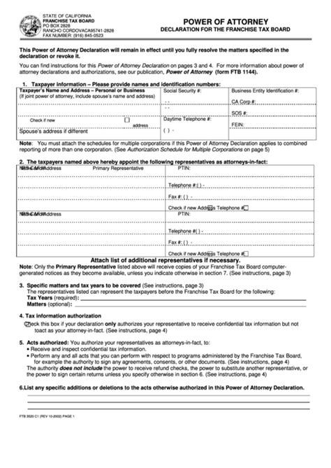 Form Ftb 1144 Declaration For The Franchise Tax Board Printable Pdf