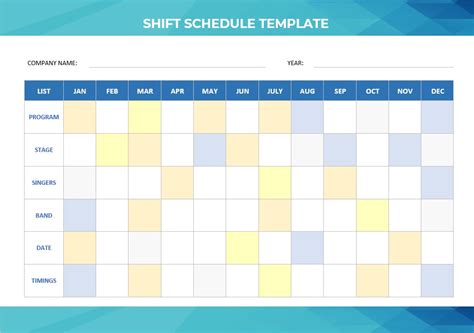Restaurant Schedule Excel Template Shifts With Free Printable Blank