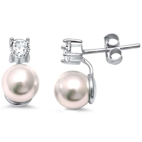 Sterling Silver Pearl Earringswedding Stud Earrings Stud Etsy
