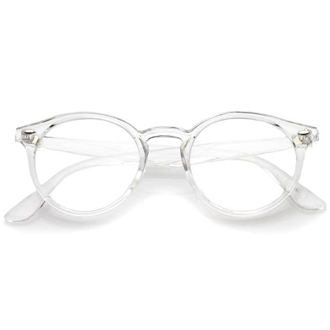 Classic Translucent Horn Rimmed Clear Lens P3 Round Eyeglasses 49mm Clear Glasses Frames