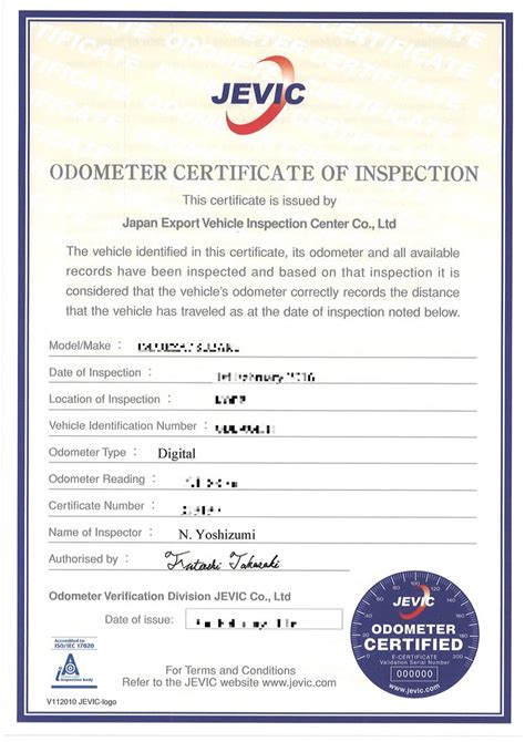 Car Inspection Certificate