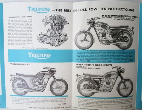 1965 Triumph Motorcycle Brochure Catalog Book T120 6t Tr6sr T100sr Cub
