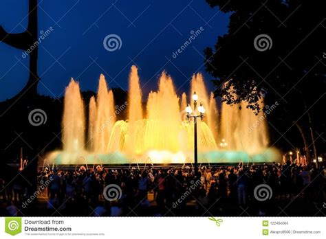 Barcelona Magic Fountain Of Montjuic Light Show Editorial Stock Image Image Of Espanya