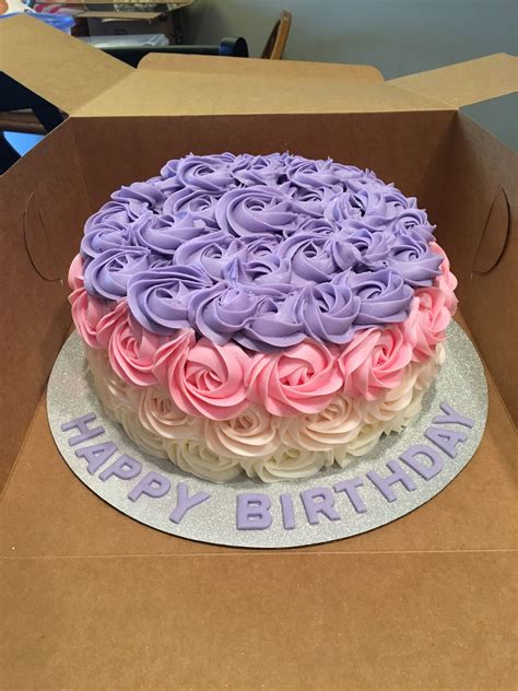 Pink And Purple Rosette Cake Purple Cakes Cake Rosette Cake