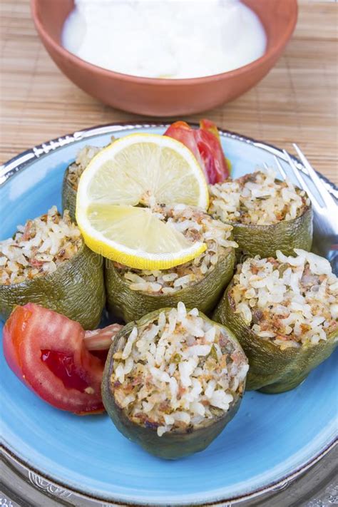 Biber Dolmasi Turkish Food Stuffed Peppers With Rice Stock Photo