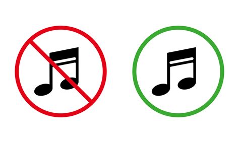 Music Area Black Silhouette Icon Set Silence Zone Place Red Forbidden