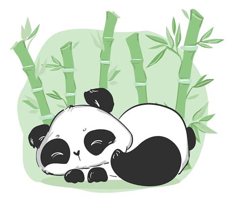 Cute Panda Eat Bamboo Cartoon Icon Illustration Animal Icon Concept