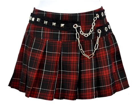 Vintage Tripp Nyc Black And Red Plaid Pleated Mini Skirt With Studs