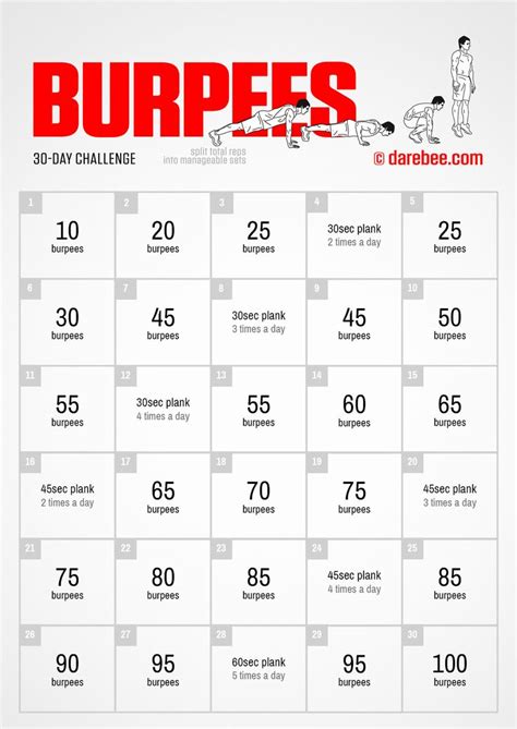 30 Day Burpee Challenge Push Up Challenge Push Up Workout Burpee