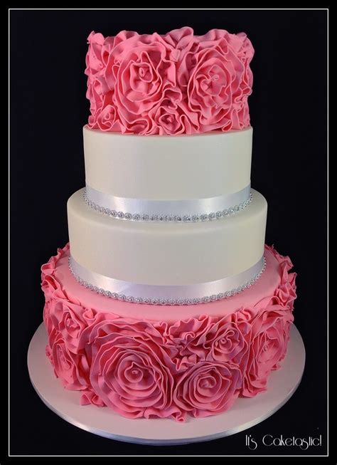 Ruffle Rose Wedding Cake