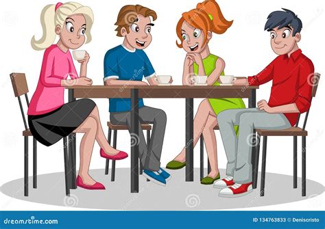 people sitting at table drinking coffee cafe with friends stock vector illustration of people