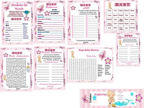 Kit Imprimible Juegos Para Baby Shower Flores Mariposas Bsf Jobspapa