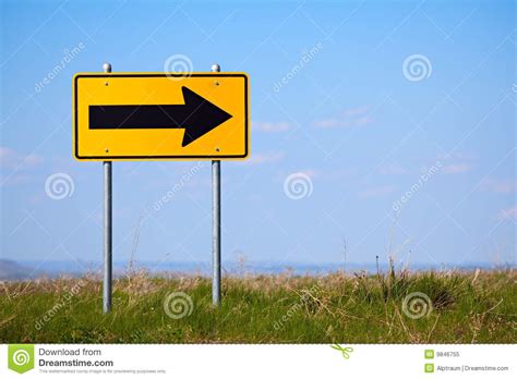 Road Sign Right Turn One Way Stock Image Image Of Grass
