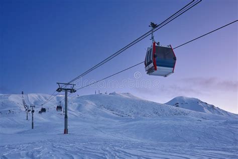 Gondola Lift In The Ski Resort In The Early Morning Stock Photo Image