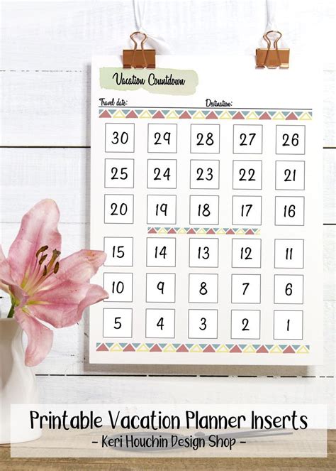 Printable Vacation Planner Countdown Vacation Planner Vacation