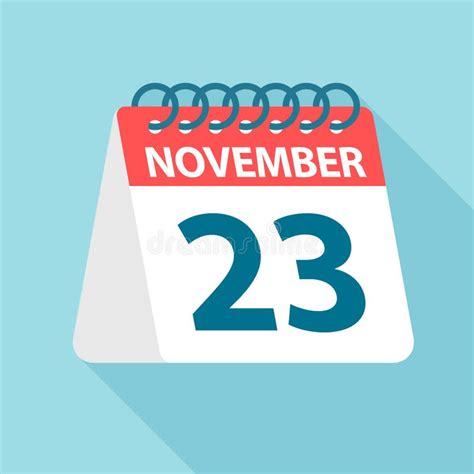 November 23 Calendar Icon Vector Illustration Of One Day Of Month