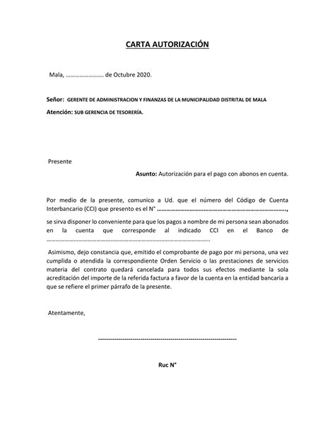 Carta De Autorizacion Para Gestion De Documentos Rastianx