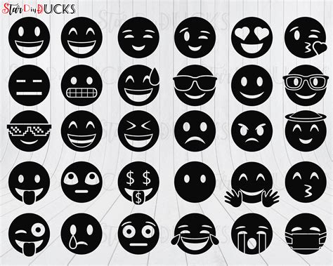 Emoji Svg Packet Emoji Png Files Emoji Clipart Emojis Svg Etsy The