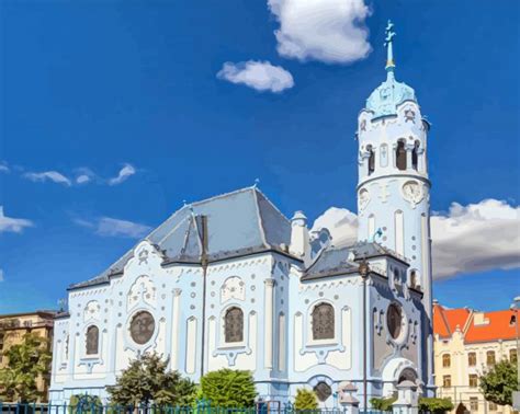 The Aesthetic Blue Church Slovakia Paint By Numbers