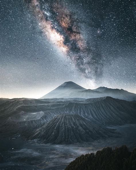 Milky Way Above Mount Bromo Indonesia Photo By