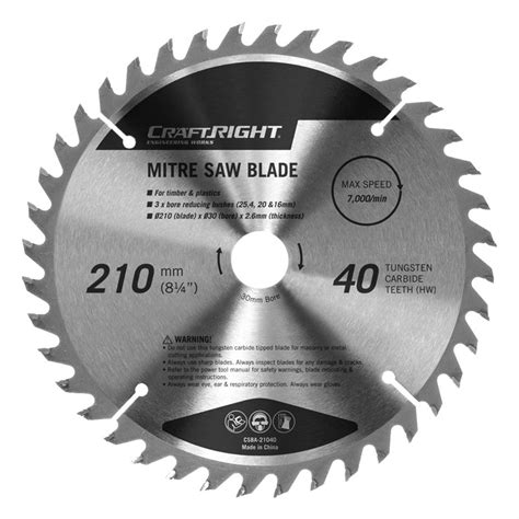 Craftright 210mm 40tct Mitre Saw Blade Ebay