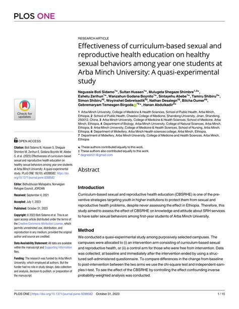 Pdf Effectiveness Of Curriculum Based Sexual And Reproductive Health