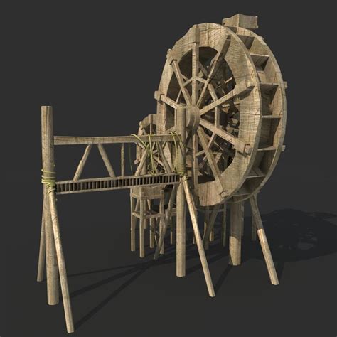 Waterwheel Wooden Water Wheel 3d Model Cgtrader