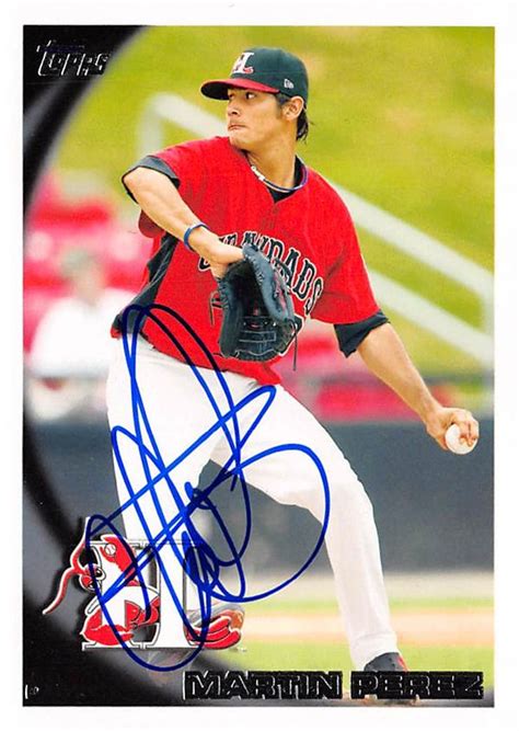 martin perez autographed baseball card texas rangers hickory crawdads 2010 topps rookie 116