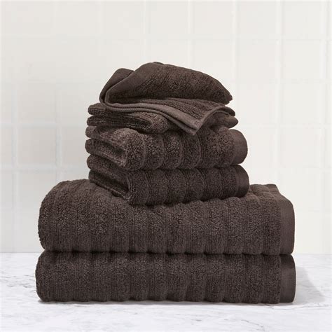Mainstays Performance Textured 6 Piece Bath Towel Set Rich Black