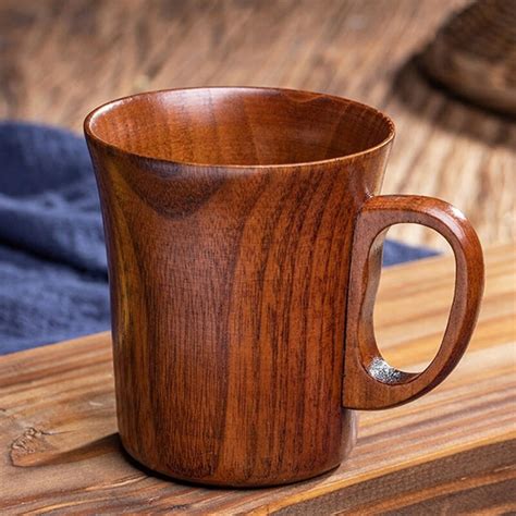 Ml Handmade Wooden Coffee Mug Tea Cup With Handle Wood Retro Beer