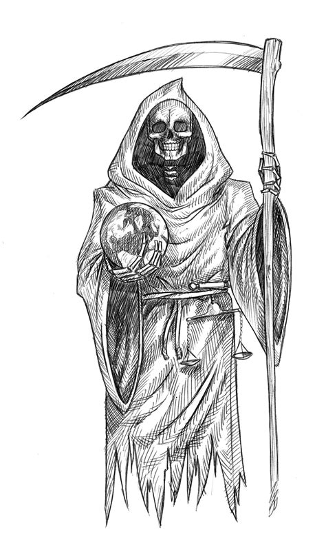 Grim Reaper Drawing Pencil Sketch Colorful Realistic Art Images