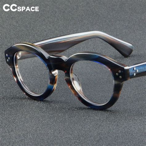 ccspace unisex full rim round acetate alloy rivet eyeglasses 56299 fuzweb dior eyeglasses