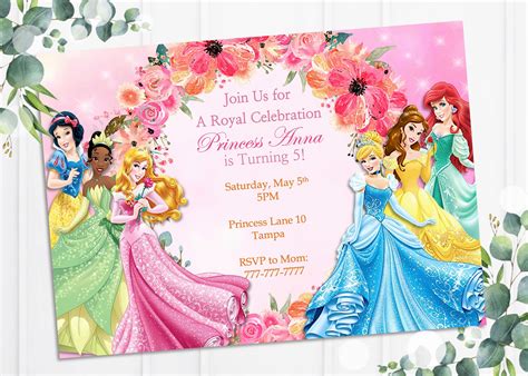 Disney Princess Birthday Invitation Birthday Invitation Etsy Hong Kong