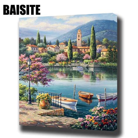 Baisite Diy Framed Oil Painting By Numbers Landscape