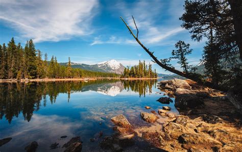 Photography Nature Landscape Lake Snowy Peak Forest Reflection