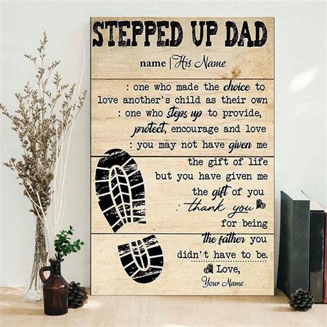 Personalized Stepped Up Dad Poster Fathers Day Poster Stepdad Birthday Poster Custom Name