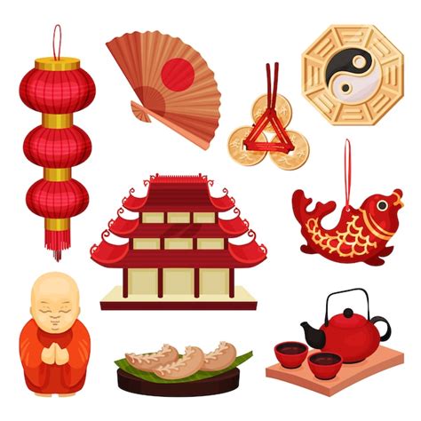 Ensemble De La Chine Culture Et Traditions Orientales Illustration