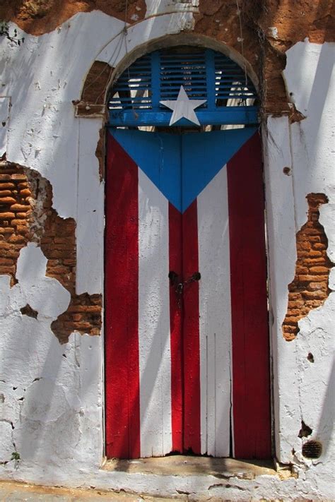 Door Painted Like The Puerto Rican Flag In Old San Juan Flag On Wall