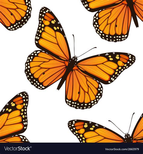 Seamless Pattern With Monarch Butterflies Vector Image