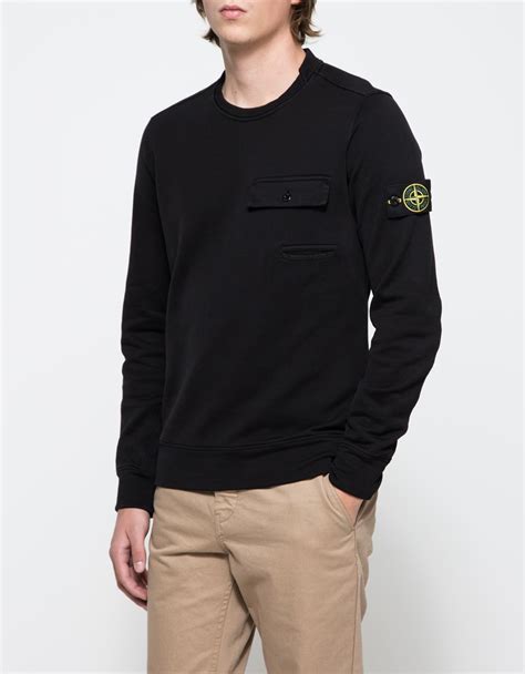 Lyst Stone Island Fleece Crewneck Sweatshirt In Black For Men