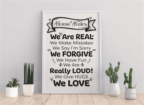 House Rules Poster Wall Art For Home Décor Digital Etsy